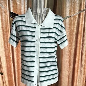 Striped White and Green Shirt